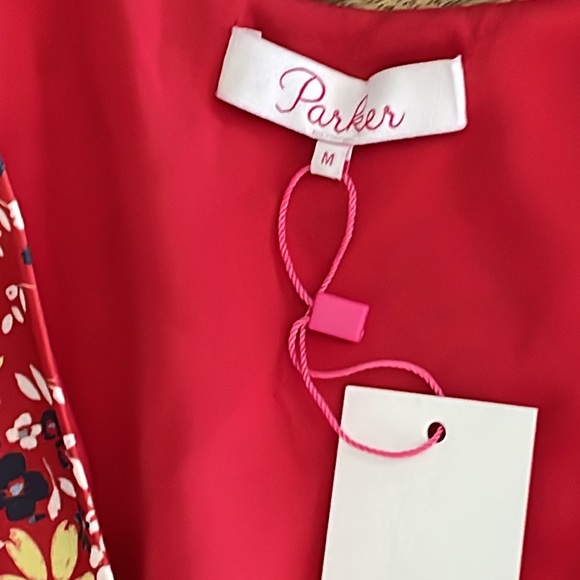 Parker size M red dress with floral print-elastic waist-NWT - Picture 4 of 7